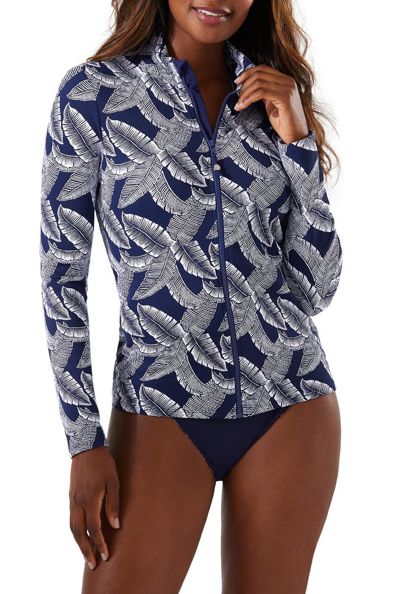 Island Cays Palm Zip Rashguard, Main, color, MARE NAVY