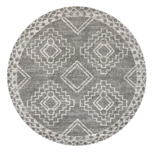 Jonathan Y Amir Moroccan Beni Souk Round Area Rug In Gray/cream