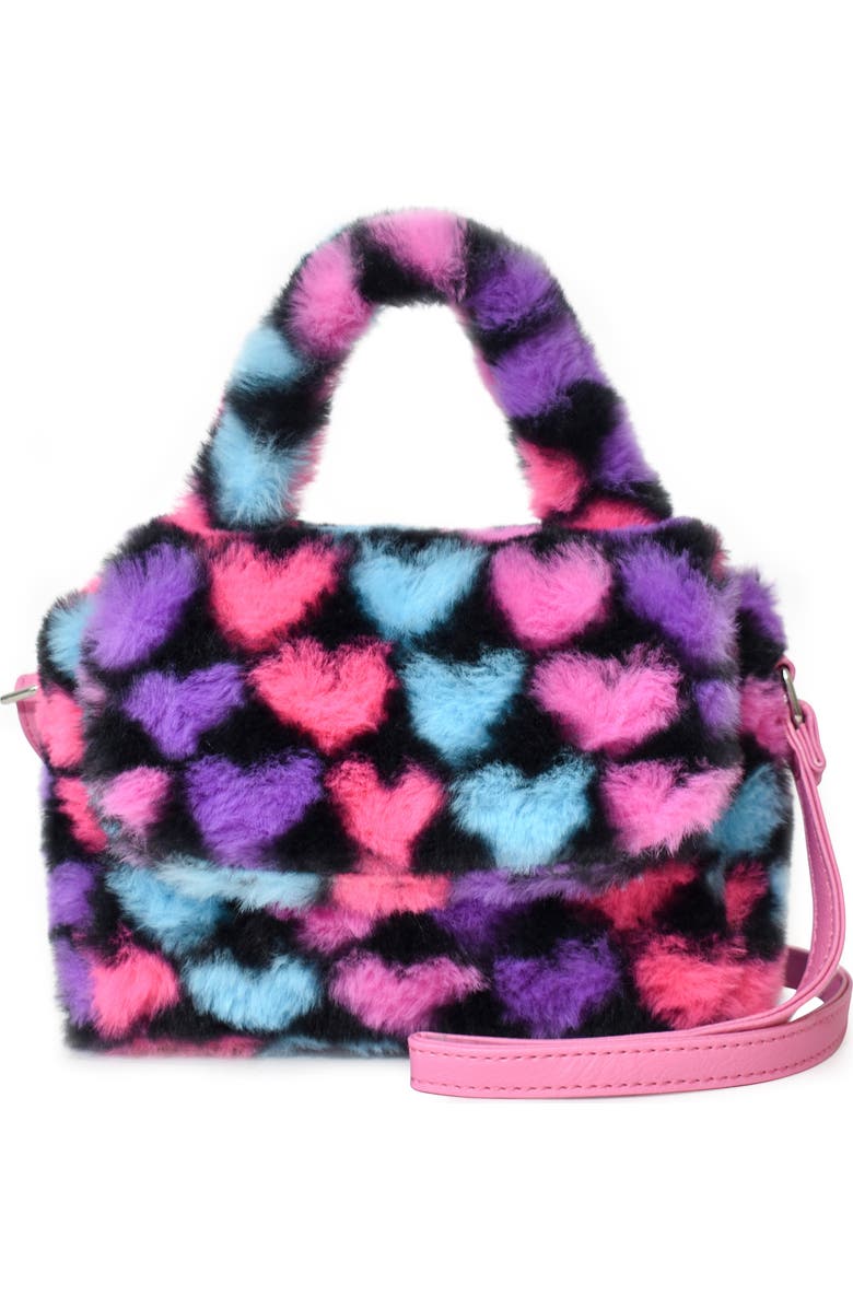 OMG Accessories Kids' Heart Faux Fur Crossbody Bag, Main, color,