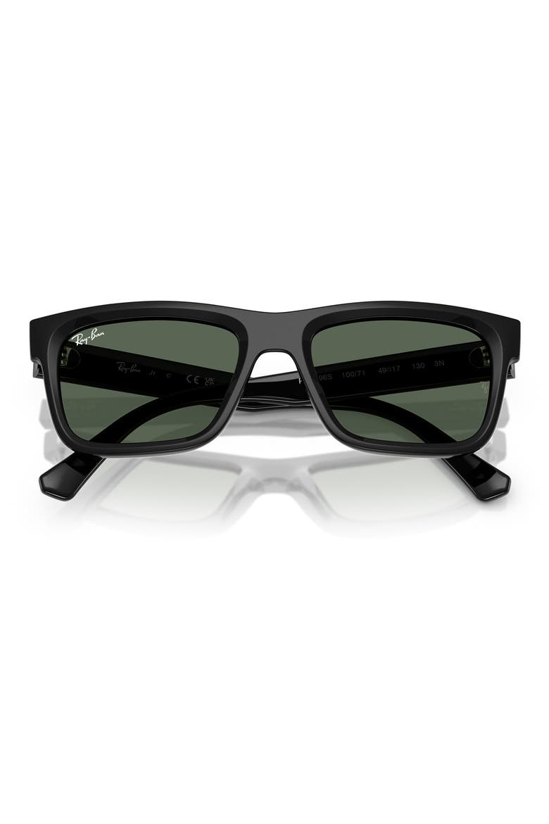Kids' 49mm Rectangular Sunglasses, Alternate, color, BLACK