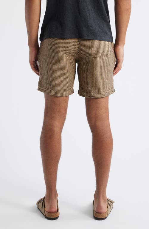 Alex Crane Bo Linen Drawstring Shorts In Overdye Chai