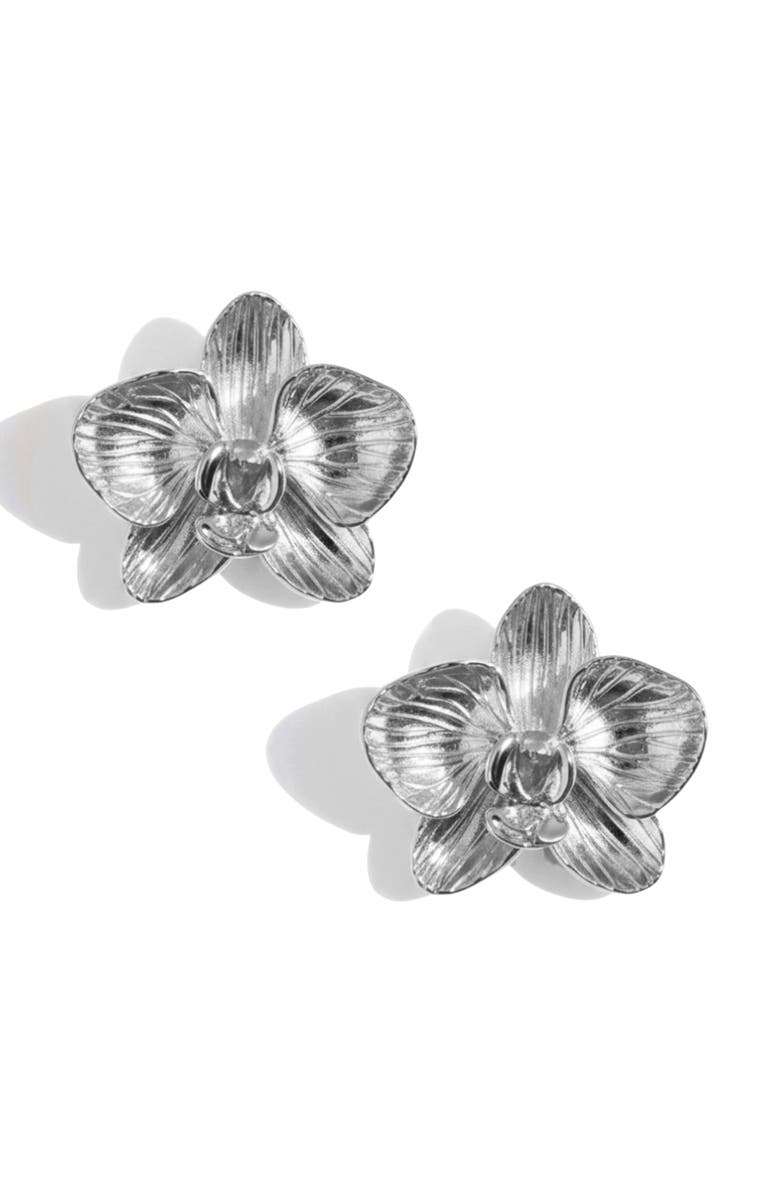 IMBER Orchid Flower Statement Stud Earrings, Main, color, 