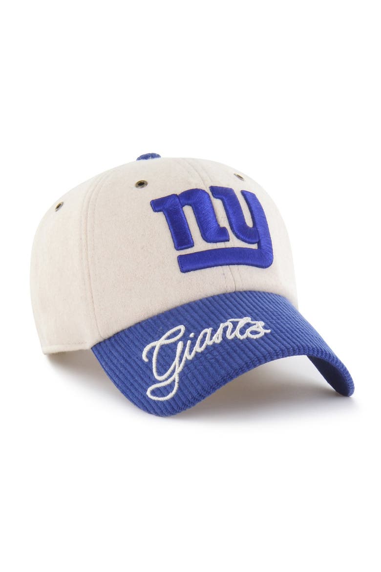 Women's '47 Natural/Royal New York Giants Rope Script Clean Up Adjustable Hat, Main, color, Natural