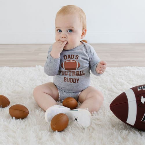 Sweet Wink Dad's Football Buddy Long Sleeve Bodysuit In Gray