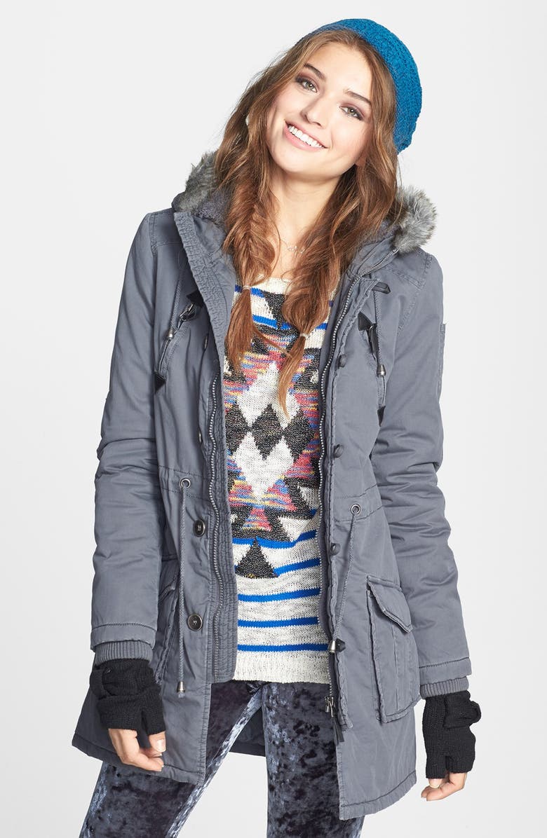 Ambition Sashimi Faux Fur Trim Anorak Jacket, Main, color, 