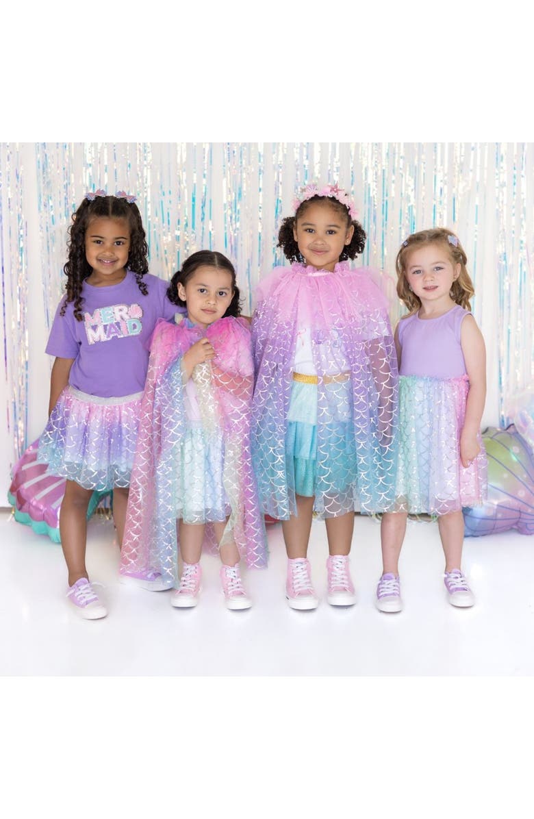 Sweet Wink Rainbow Mermaid Cape, Alternate, color, Multicolor