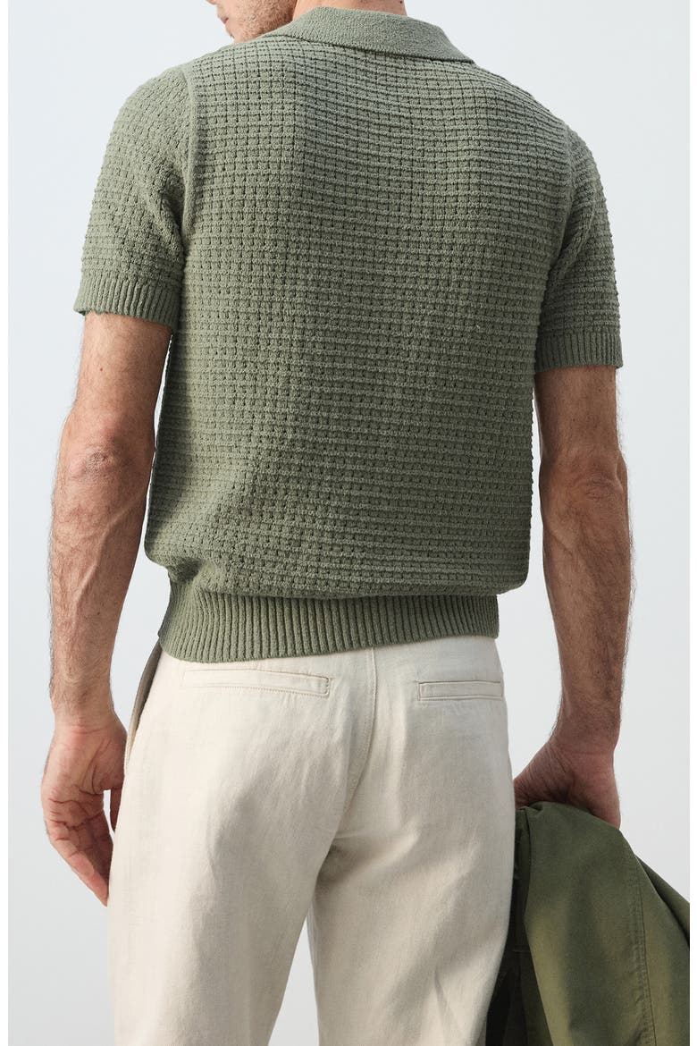 Waffle Knit Polo Sweater, Alternate, color, FOREST GREEN