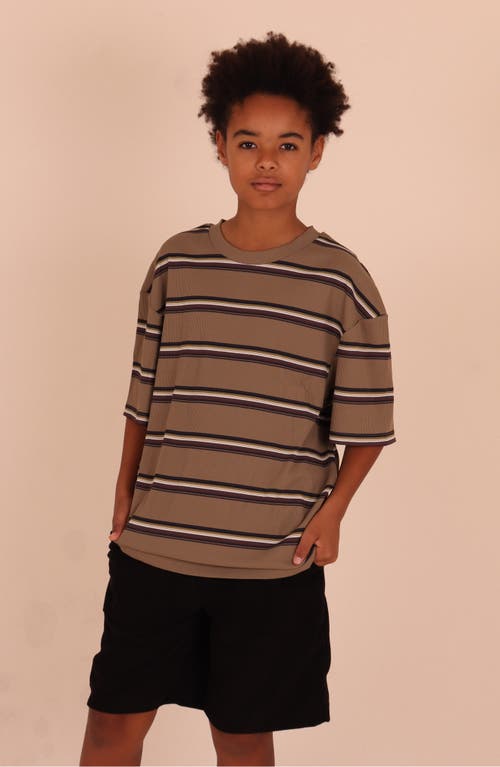 Tiny Tribe Kids' Stripe Rib Stretch Cotton T-shirt In Multi