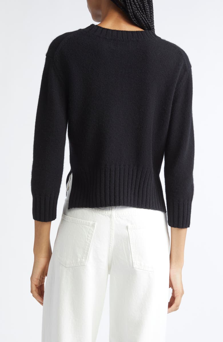 LOULOU DE SAISON Mora Three-Quarter Sleeve Cashmere Sweater, Alternate, color, Black