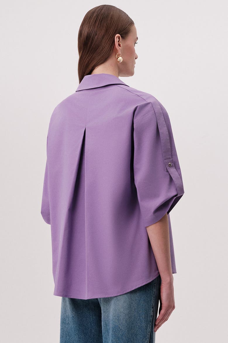 Kaylin Shoulder Epaulette Cotton Shirt, Alternate, color, Lilac