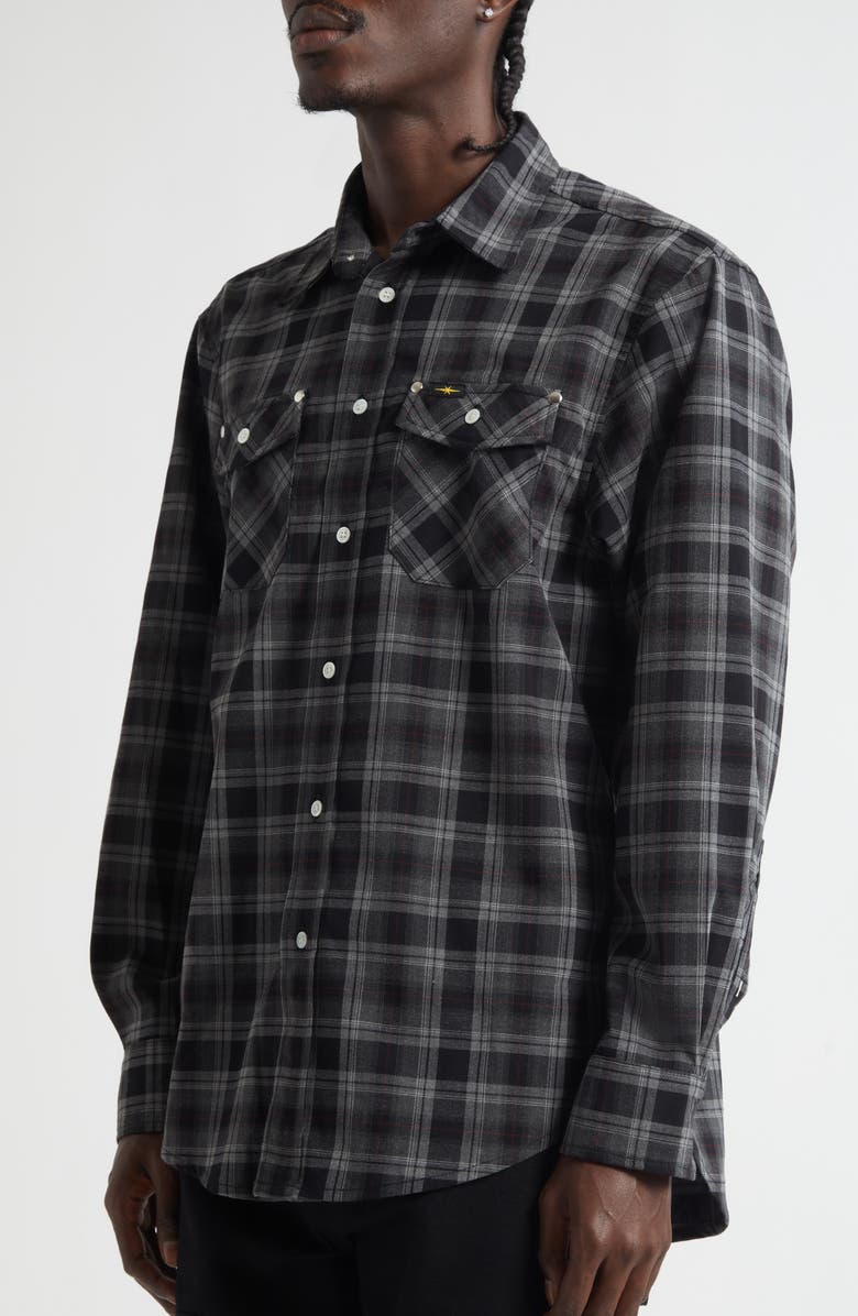 PHIPPS Workshop Plaid Flannel Button-Up Shirt, Alternate, color, Charcoal Plaid