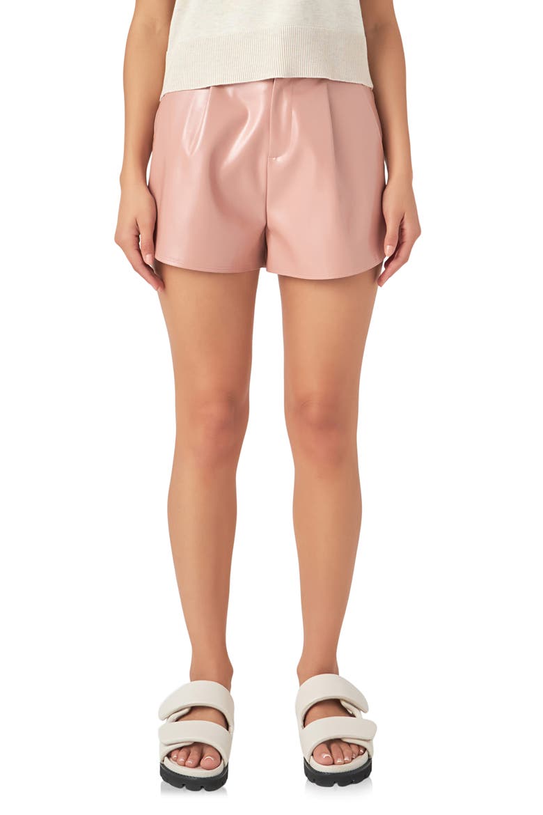 Shiny Faux Leather Shorts, Main, color, DUSTY ROSE