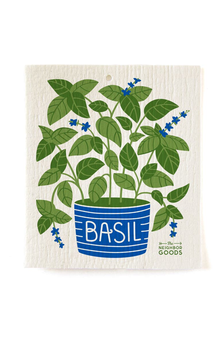 The Neighborgoods Basil Dish Towel + Sponge Cloth Gift Set, Alternate, color, Green