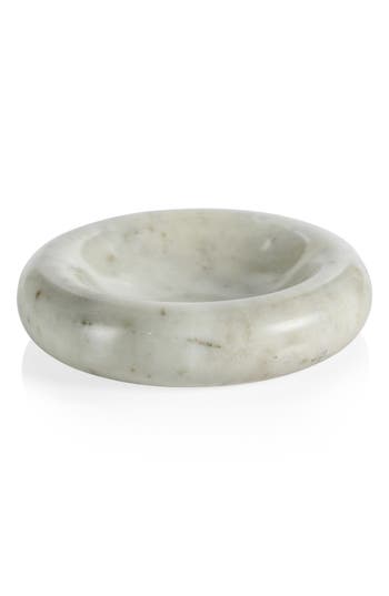 Zodax Monza Curved Round Marble Bowl In White