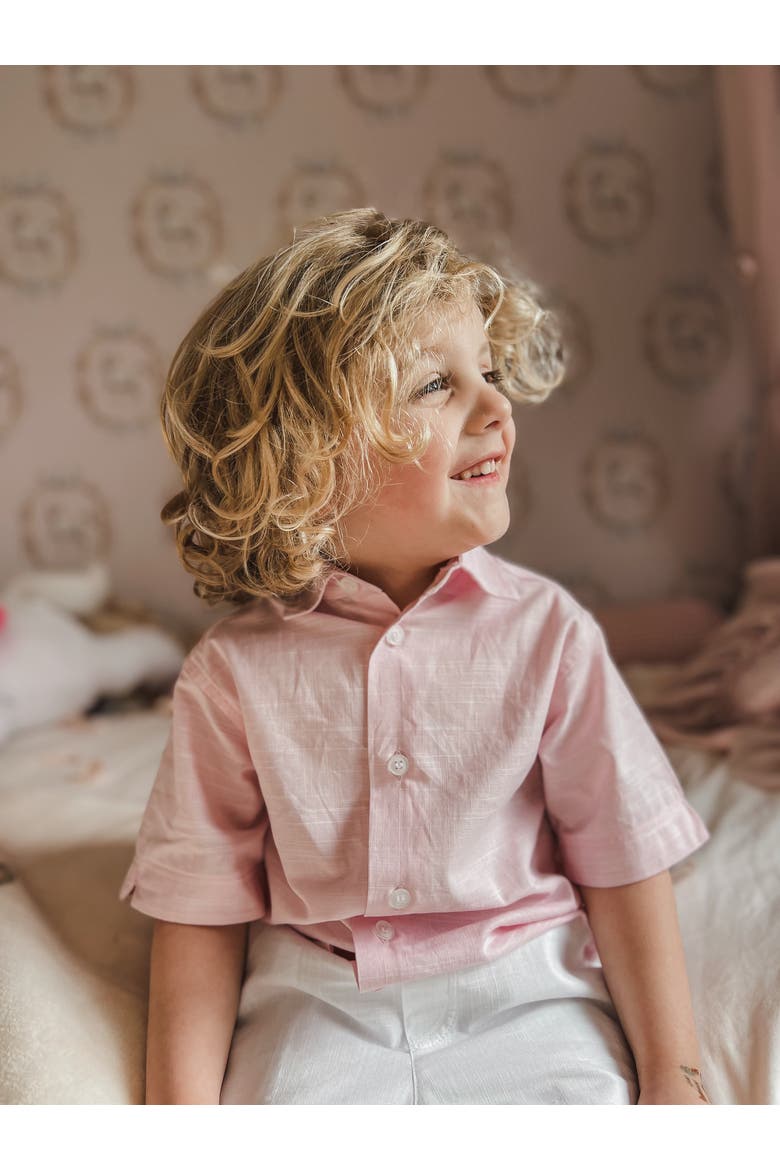 Linen Look Camp Shirt, Alternate, color, Pink
