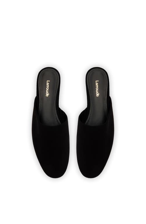 Larroude Venice Suede Ballerina Mules In Black