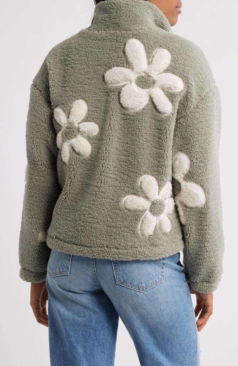 Thread & Supply High Pile Fleece Floral Jacket, Alternate, color, Aqua Gray