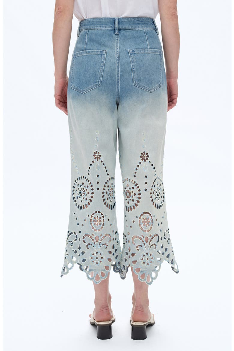 Eyelet High Waist Crop Wide Leg Jeans, Alternate, color, LIGHT BLUE