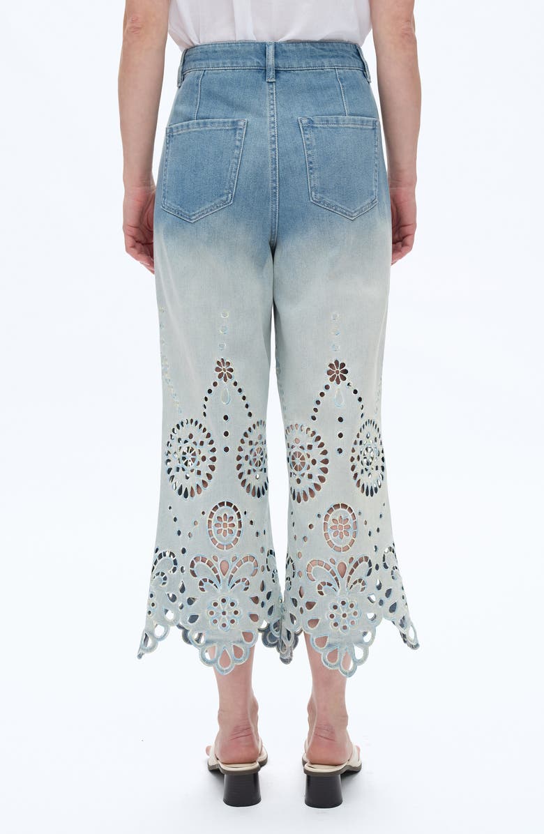 Bayeas Eyelet High Waist Crop Wide Leg Jeans, Alternate, color, Light Blue