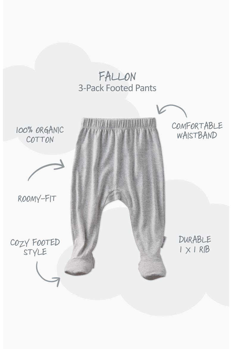 Fallon Footed Organic Cotton Assorted 3-Pack Pants, Alternate, color, GRAY TWINKLE