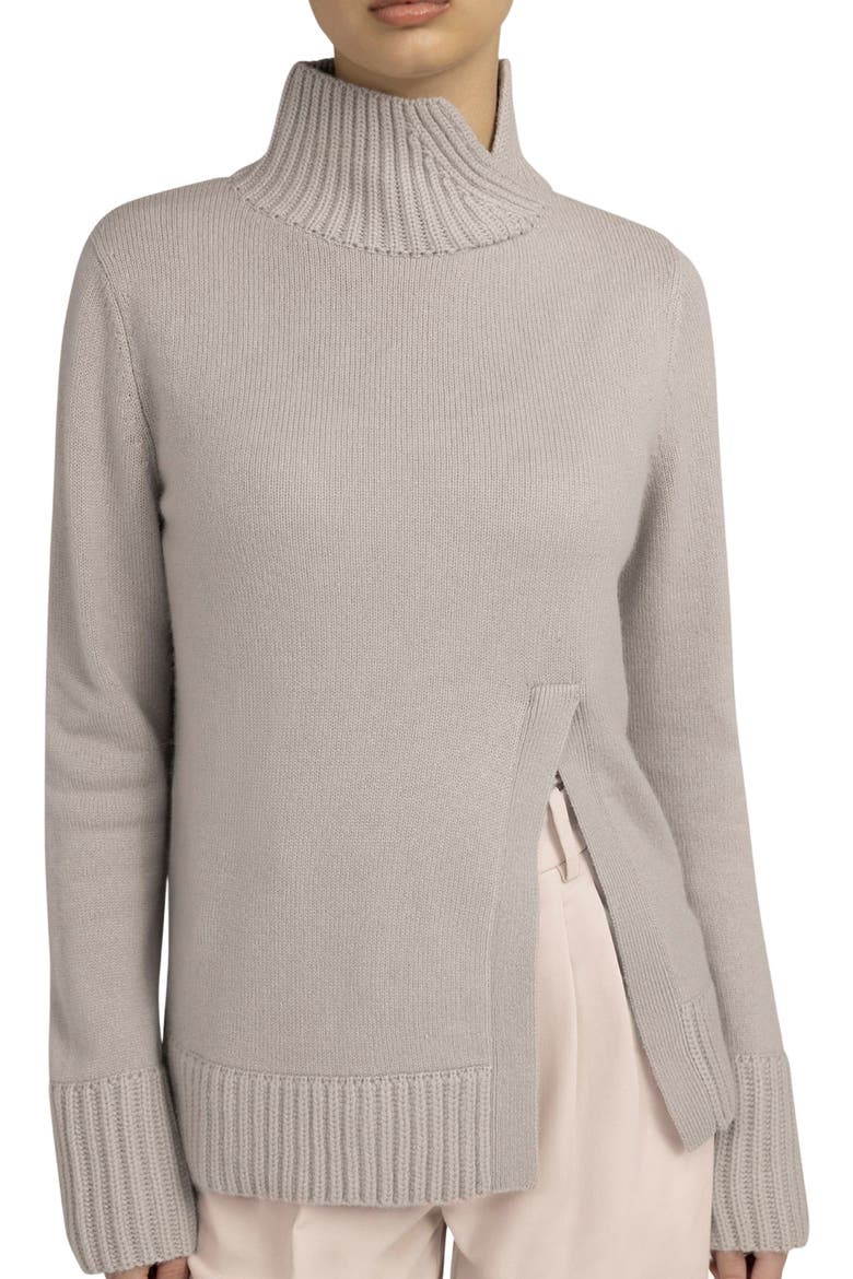 Cut-Out Cashmere Turtleneck, Alternate, color, chateau gray