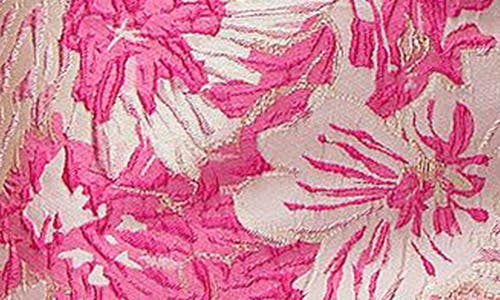 Dessy Collection Hibiscus Square Neck Trumpet Gown In Pink Multi