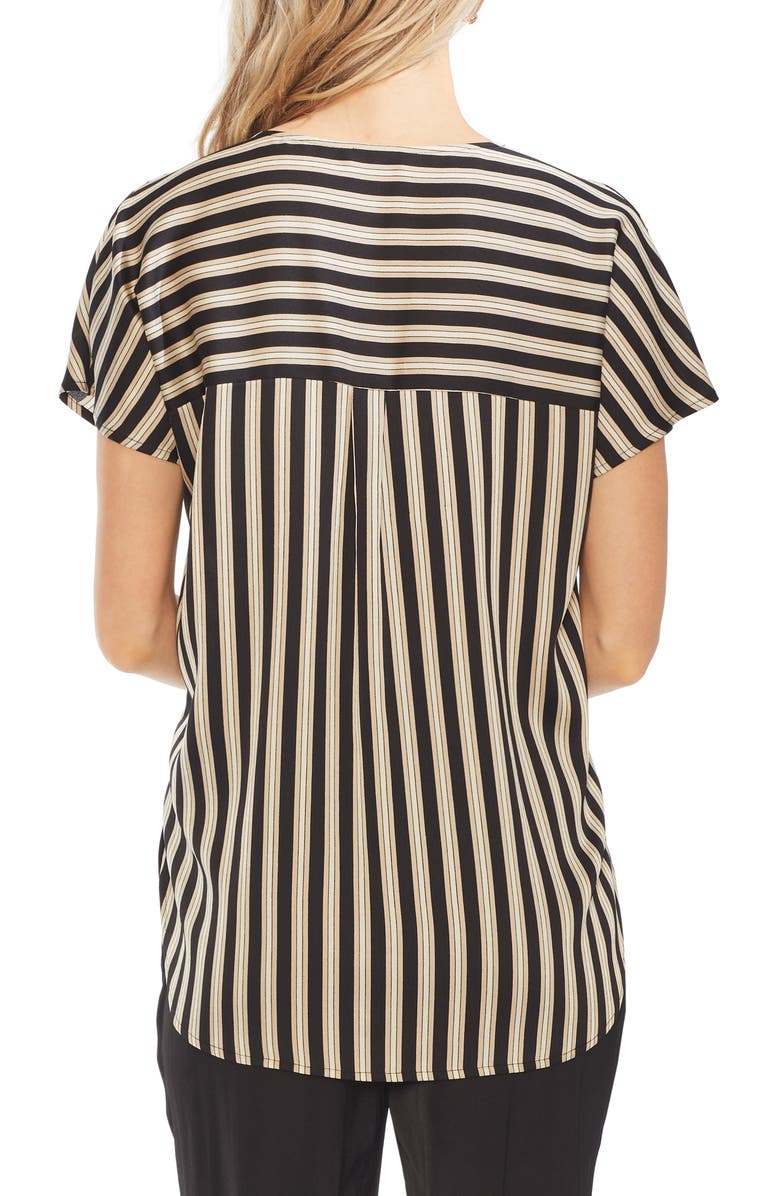 Vince Camuto Split Neck Stripe Top, Alternate, color,