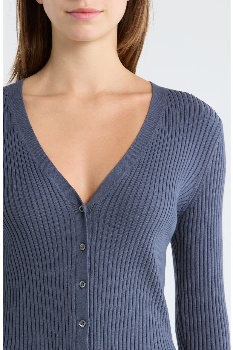 Royce Cotton & Silk Blend Rib Cardigan, Alternate, color, PACIFIC BLUE