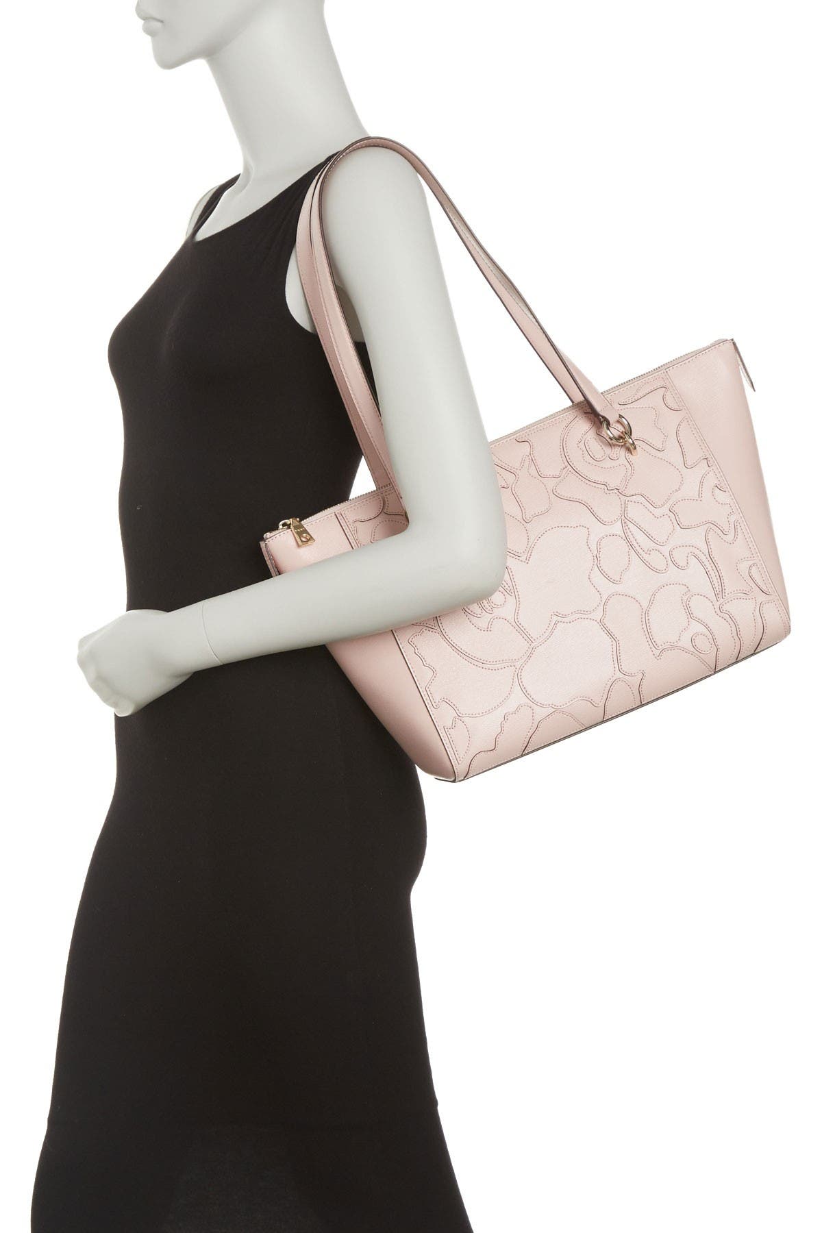 DKNY Sara Abstract Print Leather Tote Bag, Alternate, color, 