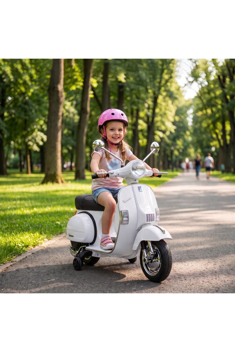 Electric Motorcycle with Training Wheels, Alternate, color, White