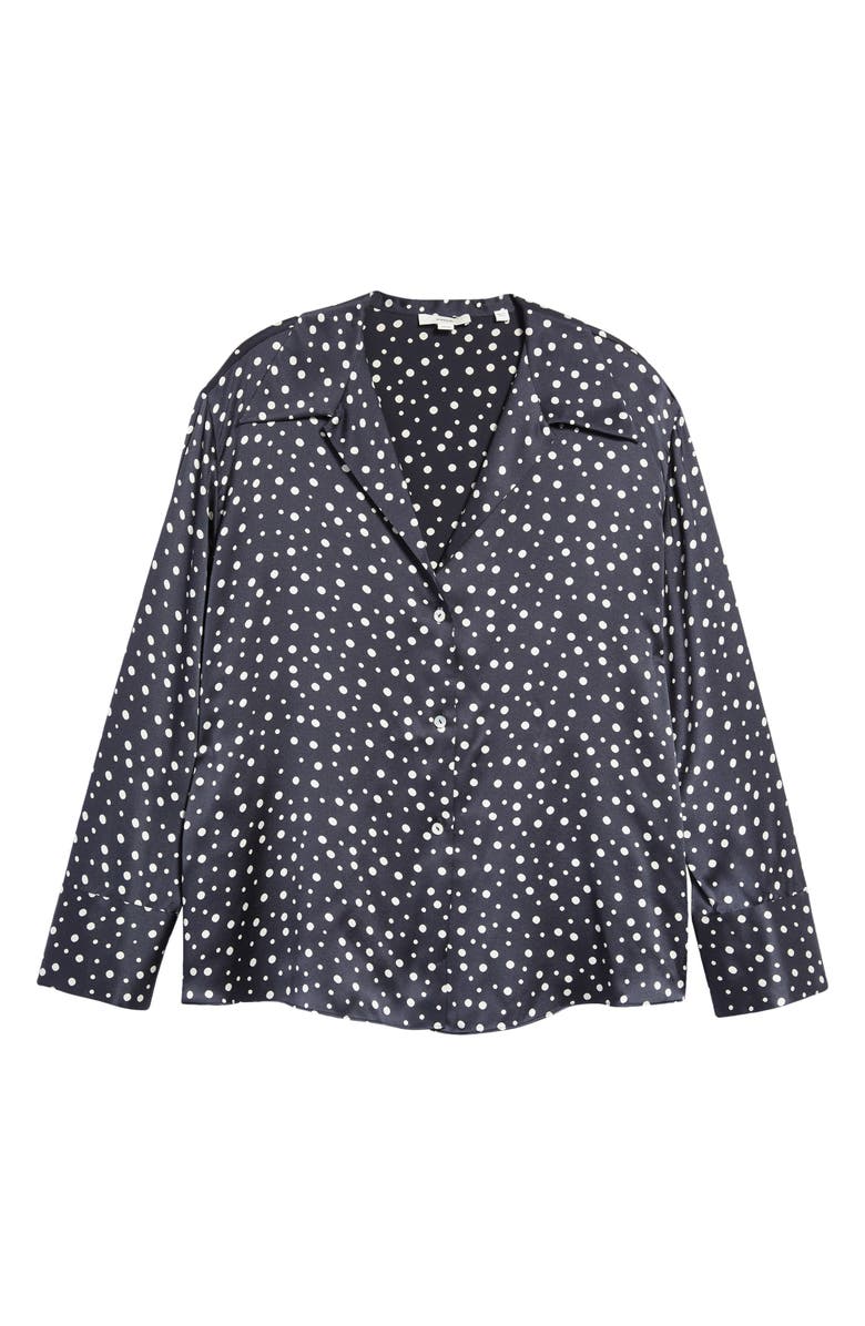Vince Dot Print Silk Blouse, Alternate, color, Deep Marine