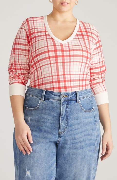 Long Sleeve V-Rex Tee (Plus Size)