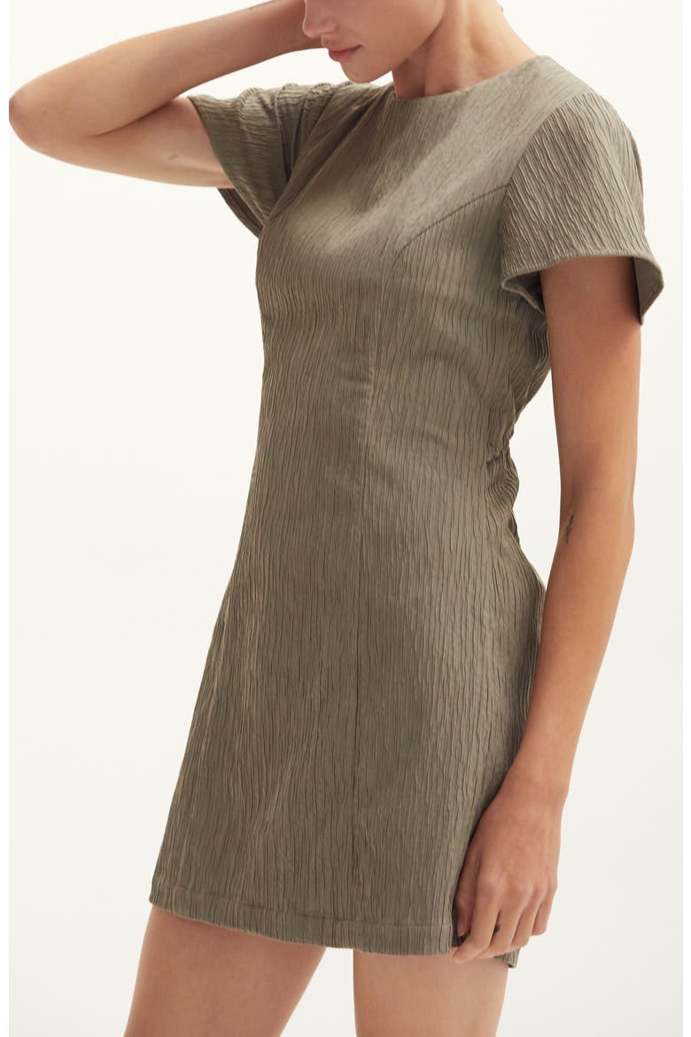 Textured Back Cut Out Mini Dress, Alternate, color, Olive
