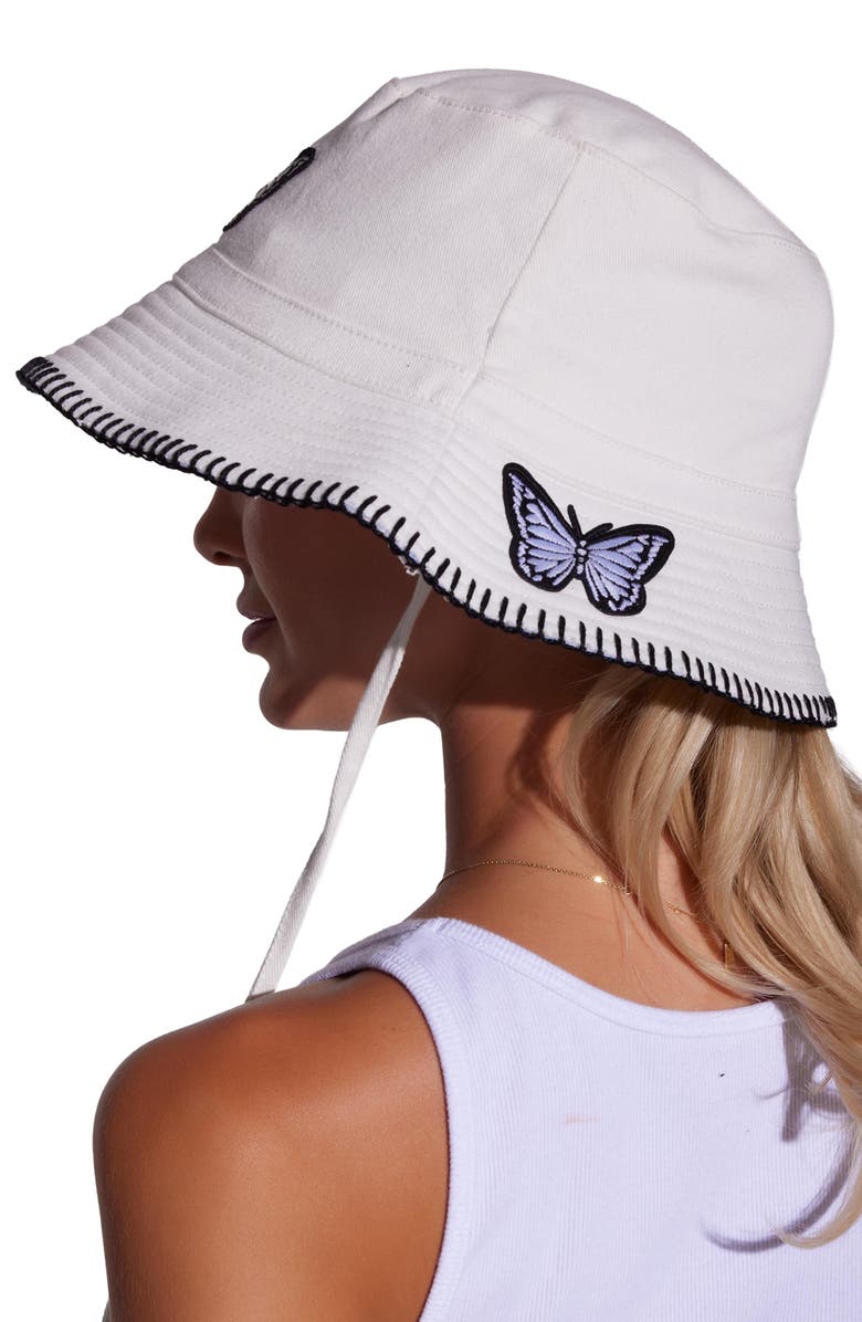 Lauren Moshi Aria Black & White Butterfly Bucket Hat, Alternate, color, White