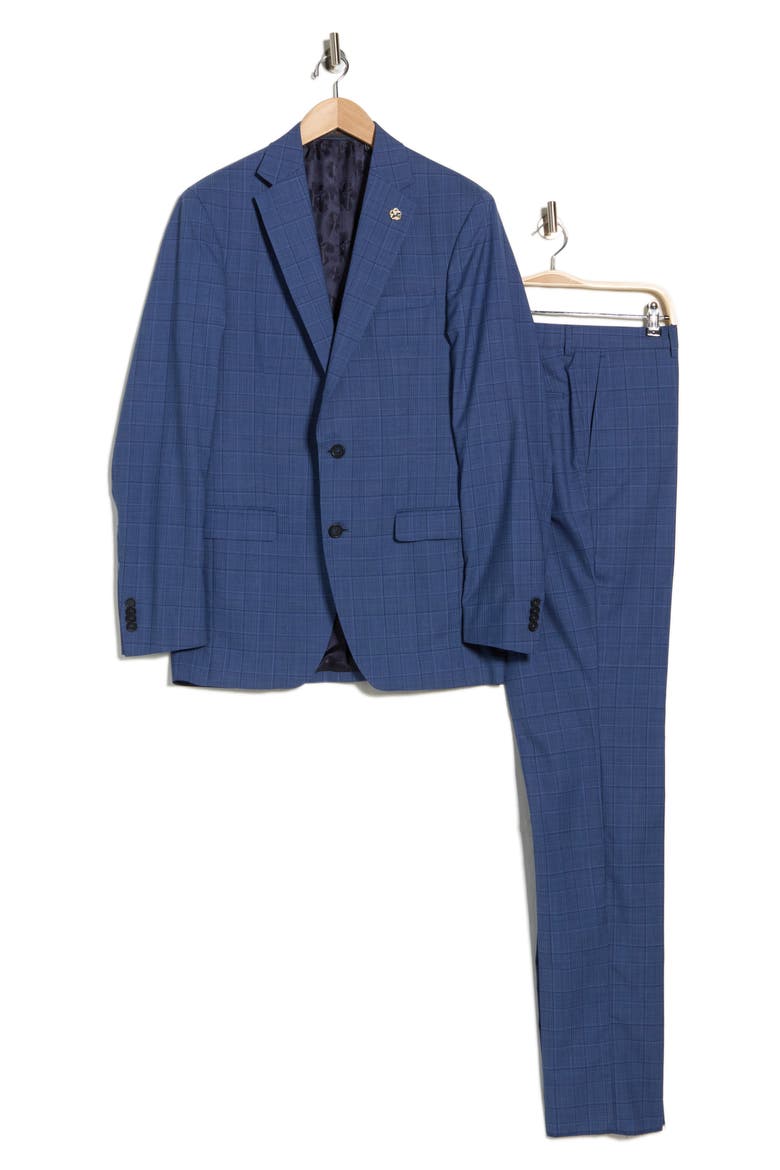 Jake Navy Plaid Wool Suit, Alternate, color, BLUE