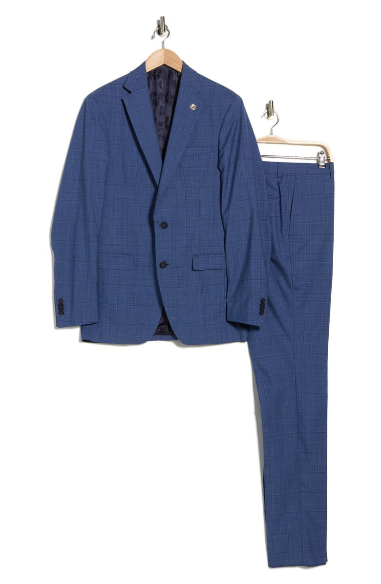 No Ordinary Joe by Ted Baker Jake Navy Plaid Wool Suit, Alternate, color, Blue
