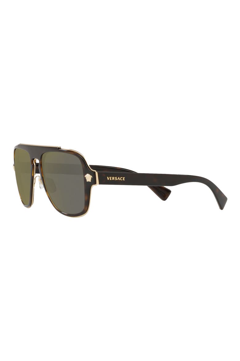 56mm Mirrored Aviator Sunglasses, Alternate, color, DARK HAVANA/ GREY GOLD MIRROR