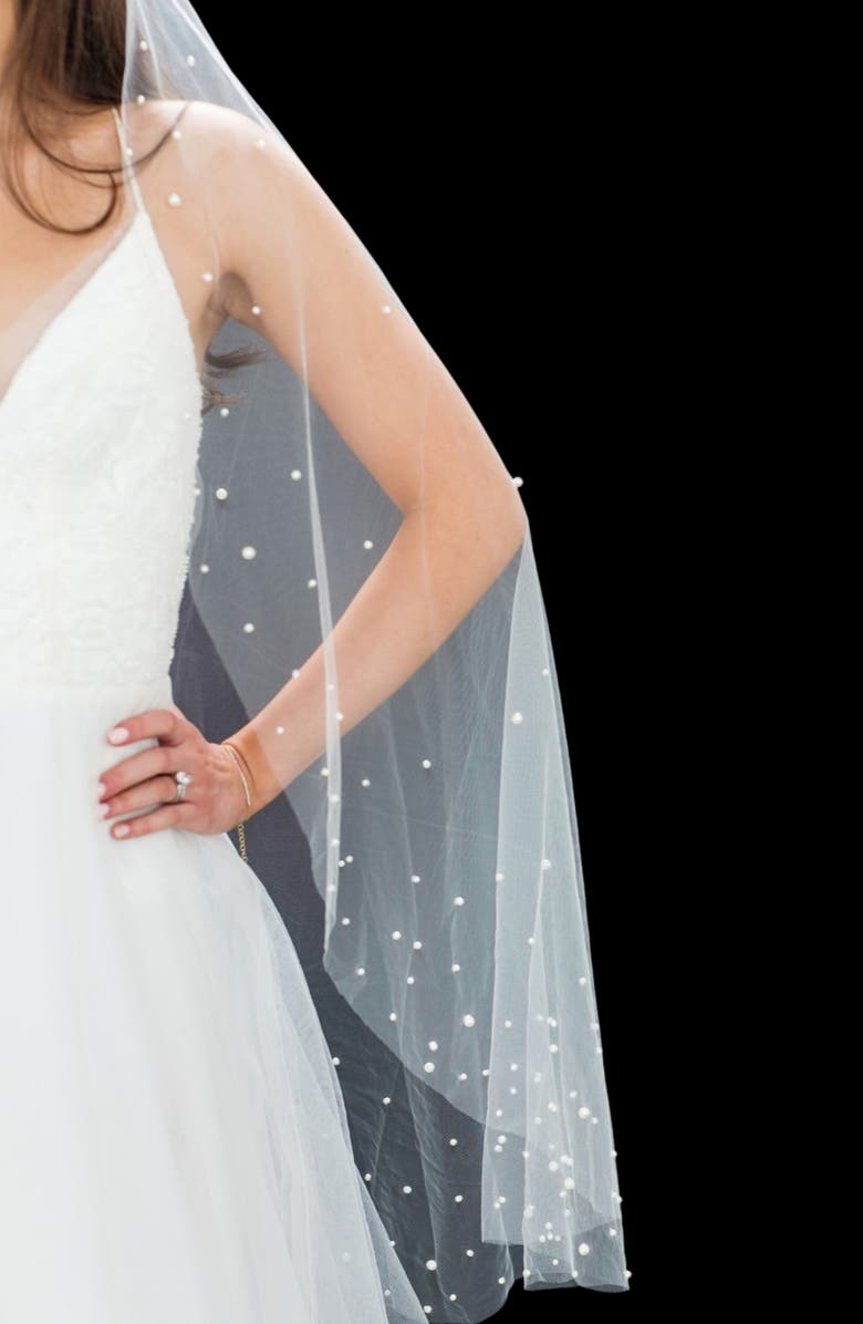 Brides & Hairpins Verity Freshwater Pearl Edge Fingertip Veil, Alternate, color, Ivory