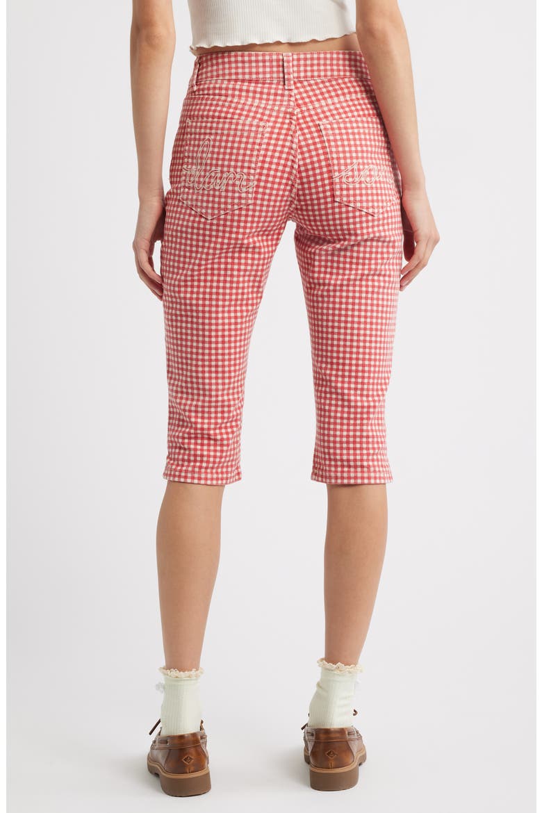 Gingham Capri Jeans, Alternate, color, RED