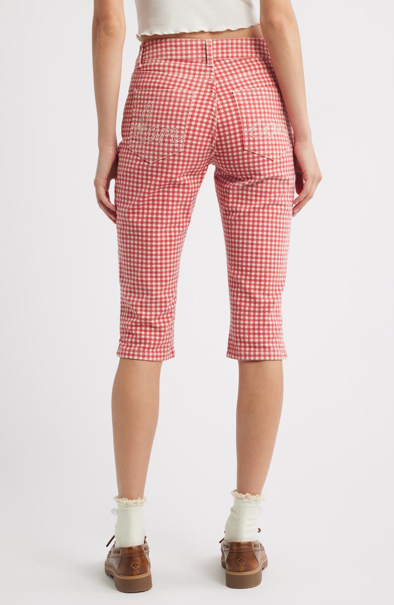 Damson Madder Gingham Capri Jeans, Alternate, color, Red