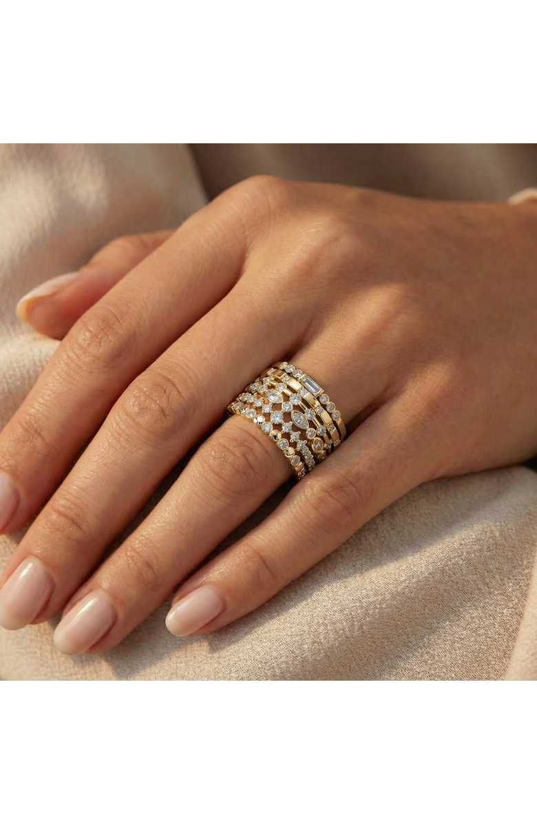 Bliss Diamond 1Ct Stackable Diamond Ring Gold Lab Grown 12mm Wide, Alternate, color, 14K Yellow Gold