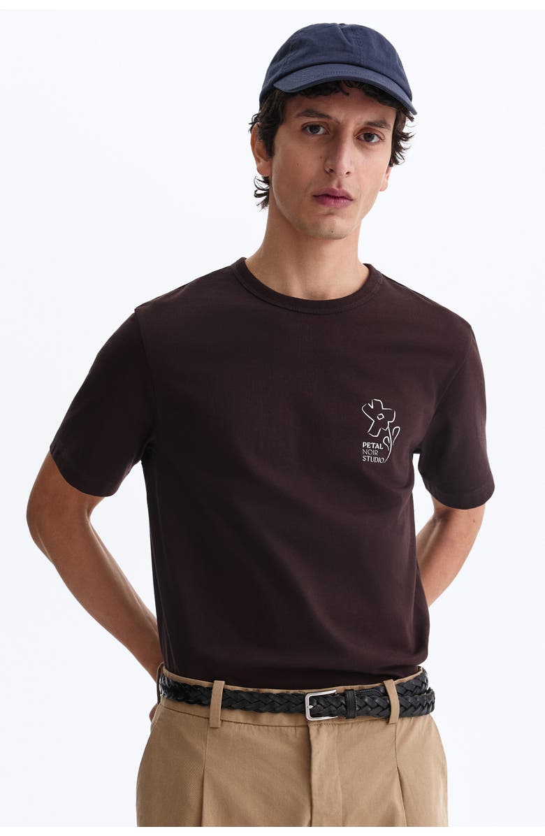H&M Regular Fit Coolmax<sup>®</sup> T-shirt, Alternate, color, Dark Brown/Petal Noir Studio