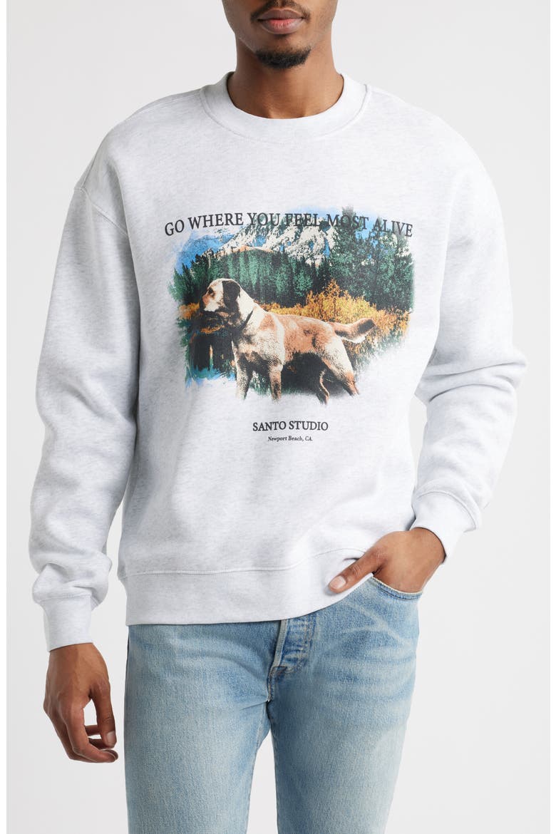 Alive Crewneck Graphic Sweatshirt, Main, color, HEATHER