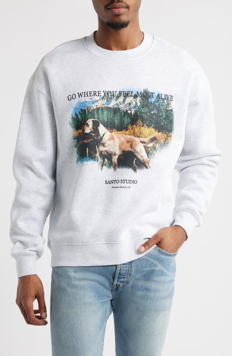SANTO STUDIO Alive Crewneck Graphic Sweatshirt, Main, color, Heather