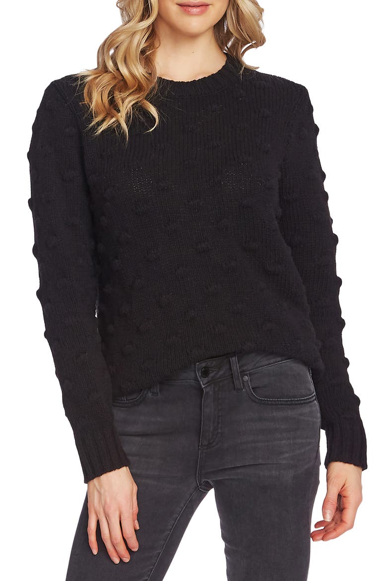 Cotton Popcorn Sweater, Main, color, RICH BLACK