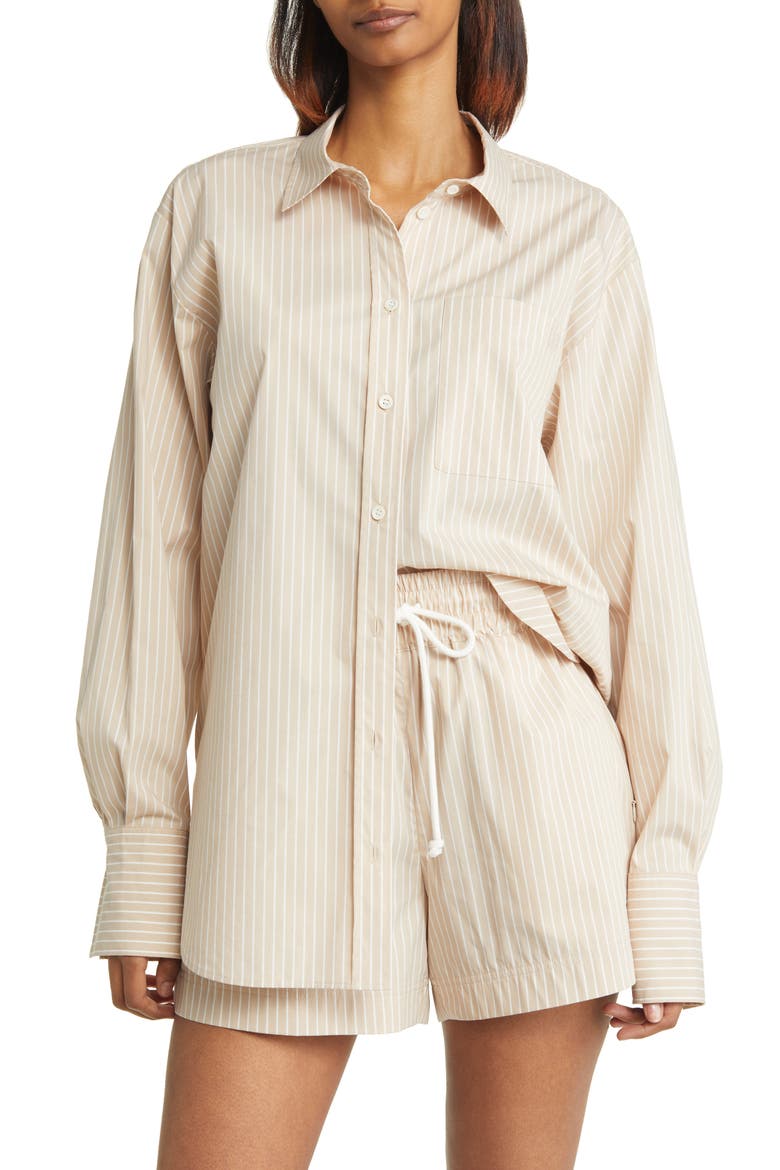 The Oversize Pinstripe Shirt, Main, color, MULTI SAND