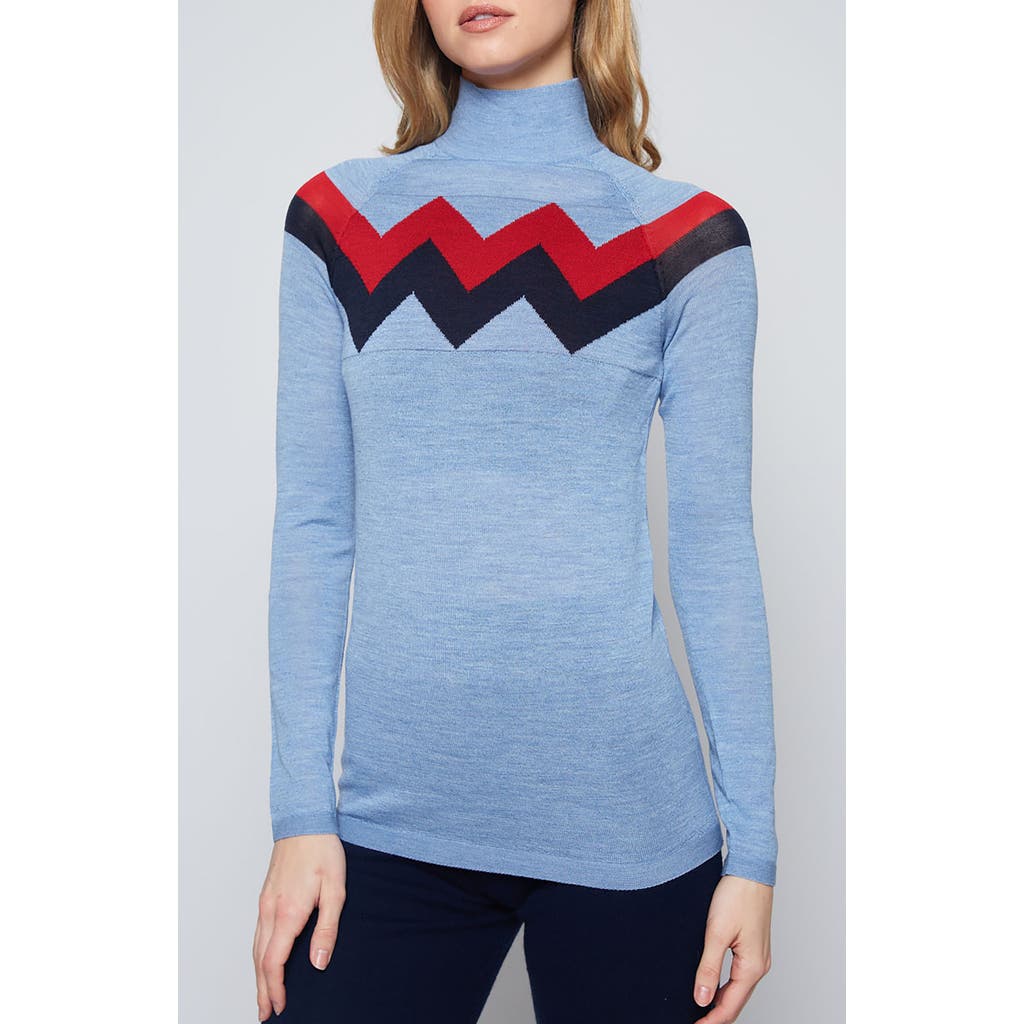 L'ETOILE SPORT CHEVRON MOCK NECK SWEATER in Light Blue  product
