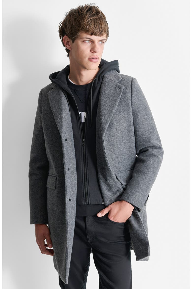 Water Resistant Felted Coat with Hooded Bib, Alternate, color, CHARCOAL