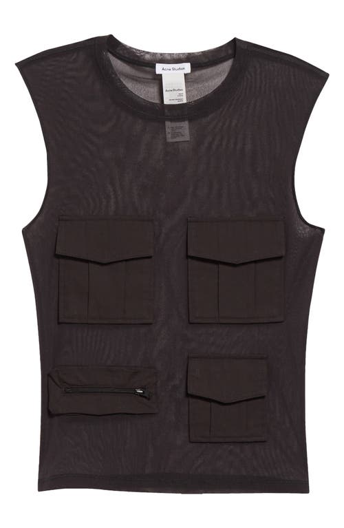 Acne Studios Sheer Cargo Tank Top In Anthracite Grey