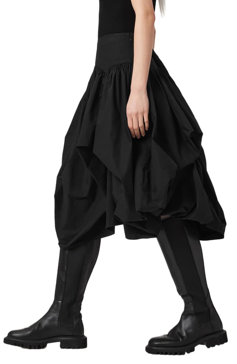 AllSaints Juniper Bubble Hem Skirt, Alternate, color, Black